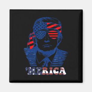 America Happy 4th Of July Trump American Flag  Magnet