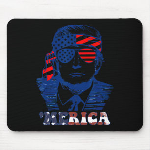 America Happy 4th Of July Trump American Flag Mouse Pad