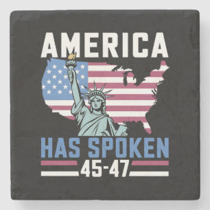 America Has Spoken 45 47 Trump President Vintage Stone Coaster