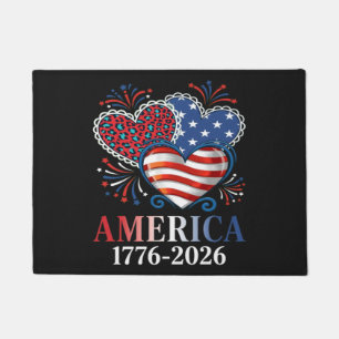 America Hearts 1776-2026 Patriotic Doormat