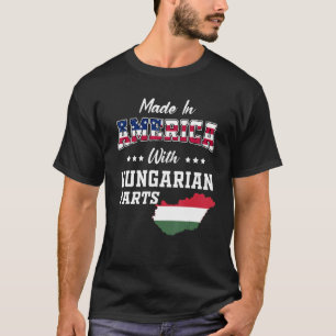 America Hungarian Parts Hungary Map USA Flag Roots T-Shirt