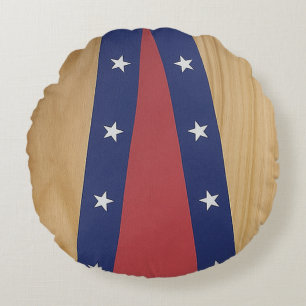 America-Inspired Art   Flags, Jerseys & 4th of Jul Round Cushion