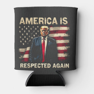 America is Respected Again Trump USA 4Th Of July Can Cooler