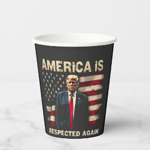 America is Respected Again Trump USA 4Th Of July Paper Cups