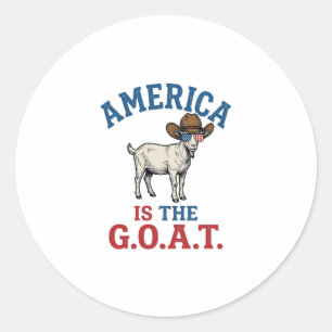 America Is The G.O.A.T Patriotic Goat Cowboy Shirt Classic Round Sticker