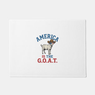 America Is The G.O.A.T Patriotic Goat Cowboy Shirt Doormat