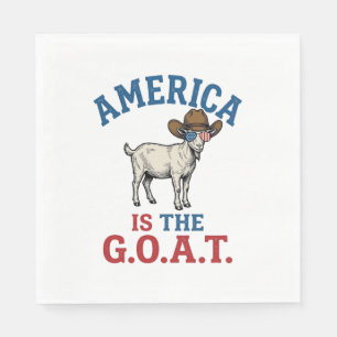 America Is The G.O.A.T Patriotic Goat Cowboy Shirt Napkin