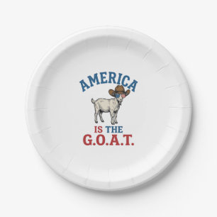 America Is The G.O.A.T Patriotic Goat Cowboy Shirt Paper Plate