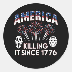 America Killing It Since 1776 Patriotic Horror USA Classic Round Sticker