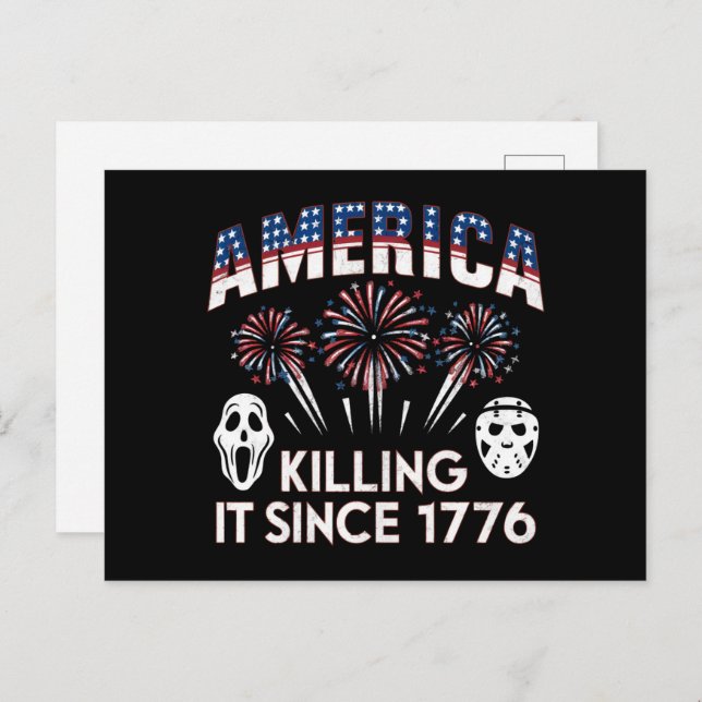 America Killing It Since 1776 Patriotic Horror USA Postcard (Front/Back)