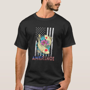 America Kois Fish Lotus 4th Of July Patriotic Amer T-Shirt