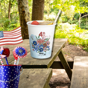 "America Land of the Free" 4th of July Flowers Paper Cups