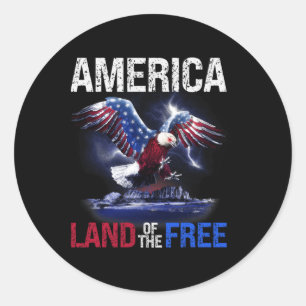 America Land Of The Free 4th Of July Independence  Classic Round Sticker