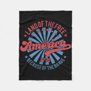 America Land Of The Free Because Of The Brave 4th Fleece Blanket