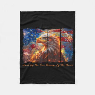 America Land Of The Free Because Of The Brave 4th  Fleece Blanket
