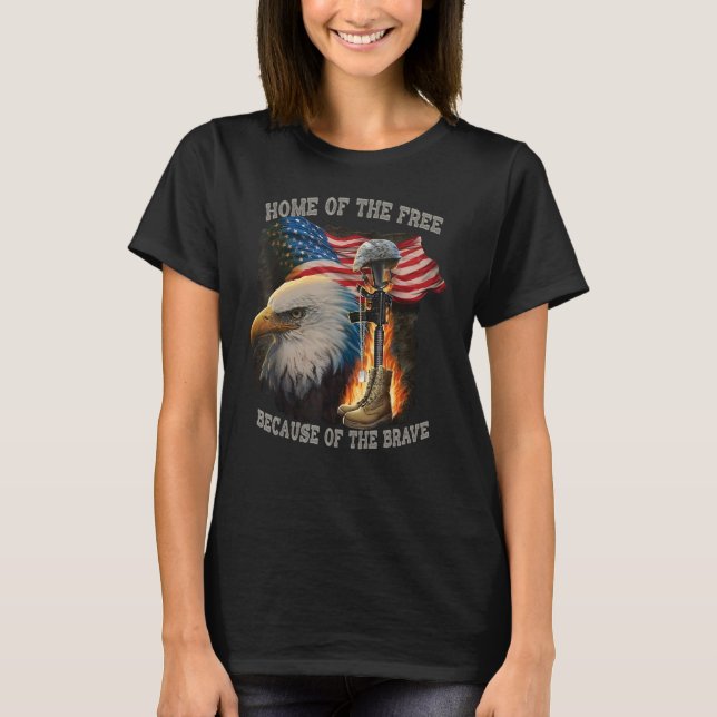 America Land Of The Free Home Because Of The Brave T-Shirt (Front)