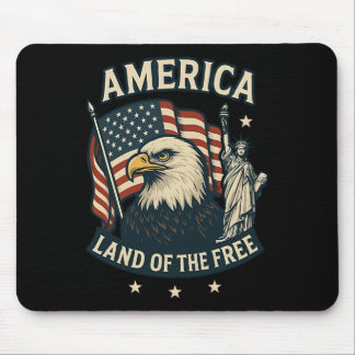 America Land Of The Free Usa Flag 4th Of July Mouse Pad