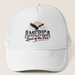 America – Land of the Free with Majestic Eagle Trucker Hat