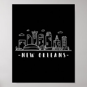 America Louisiana New Orleans Skyline Silhouette  Poster