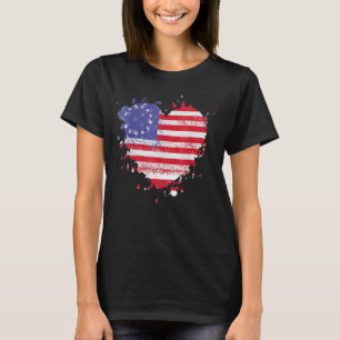 America Love Flag USA Heart 4th Of July American P T-Shirt