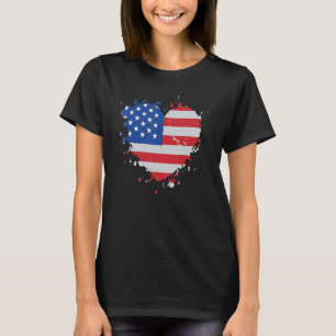 America Love Flag USA Heart 4th Of July American P T-Shirt