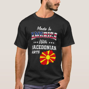 America Macedonian Parts Macedonia Map Usa Flag Ro T-Shirt
