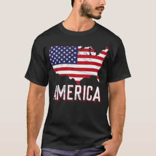 America Map American Flag  T-Shirt