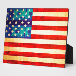 America money flag plaque