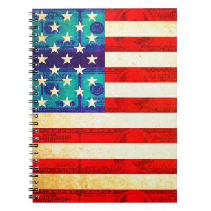 America money flag spiral notebook