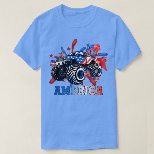 America Monster Truck 4th of July T-Shirt (Design Front)