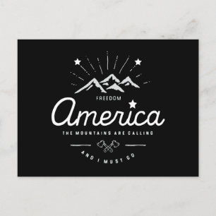 America Mountains are Calling I Must Go Mono Dark Postcard