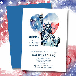 America My Heartsfire 250th Birthday Invitation
