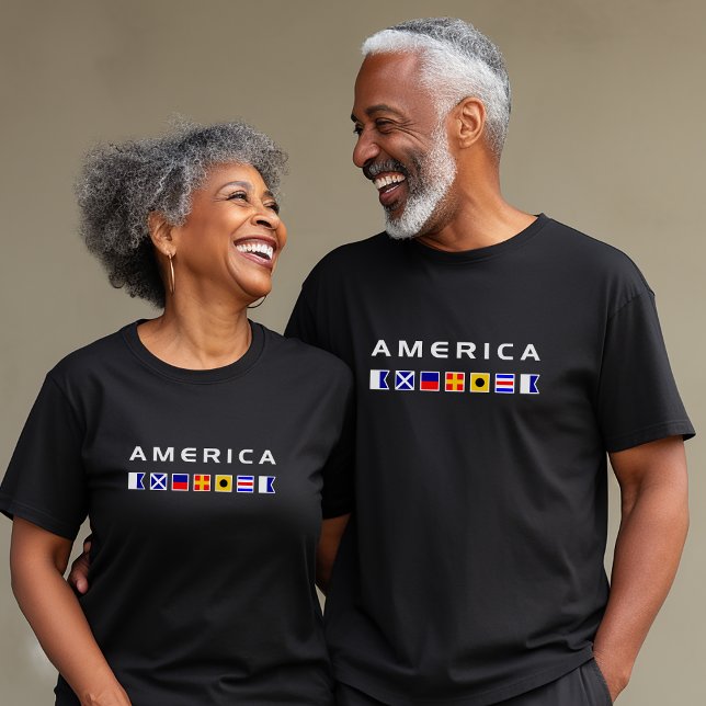 America Nautical Maritime Sailing Flags Dark Colou T-Shirt (Creator Uploaded)