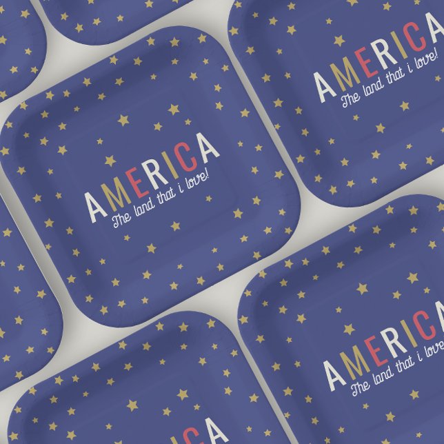 America Navy 4th of July Decorations Paper Plate (Creator Uploaded)