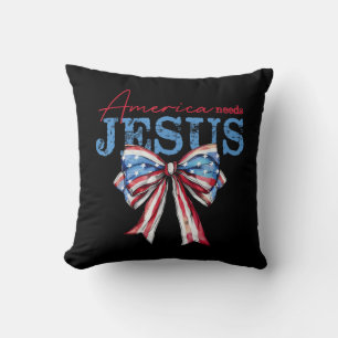 America Needs Jesus Christian USA Flag Coquette 4t Cushion