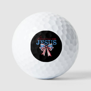 America Needs Jesus Christian USA Flag Coquette 4t Golf Balls