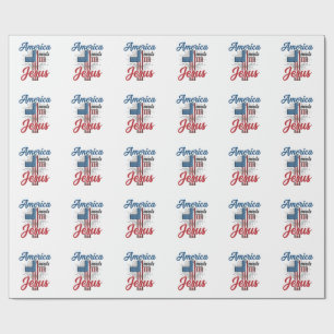 America Needs Jesus Patriotic Cross Shirt Design_1 Wrapping Paper