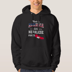 America Nepalese Parts Nepal Map Usa Flag Ancestry Hoodie