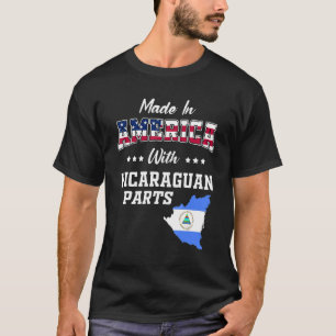 America Nicaraguan Parts Nicaragua Map USA Flag Ro T-Shirt