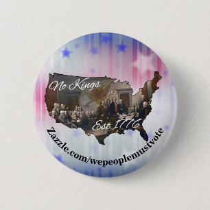 America No Kings Est 1776 6 Cm Round Badge
