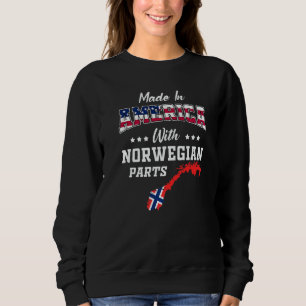 America Norwegian Parts Norway Map USA Flag Ancest Sweatshirt