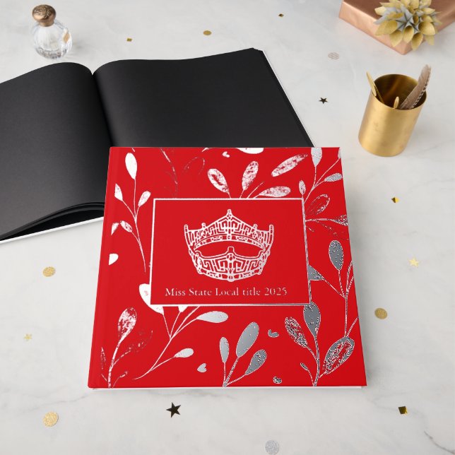 America Pageant Crown Foil Leaf Scrapbook Guest Book (Front Open)