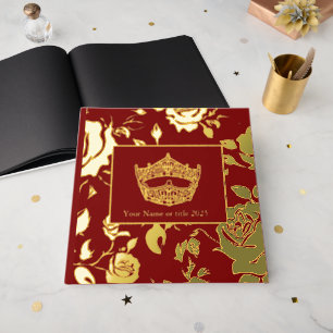 America Pageant Crown Foil Roses Scrapbook Guest Book