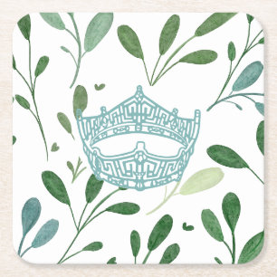 America pageant Crown  Square Paper Coaster