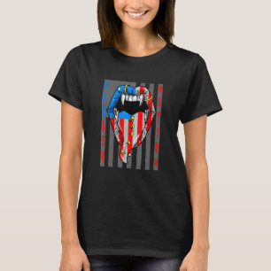 America Patriotic Brave Ballsy Nation Modern Grunt T-Shirt