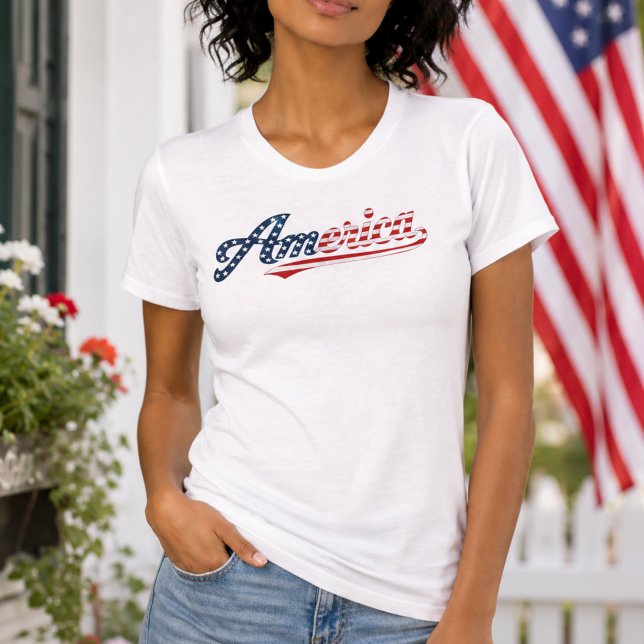 America Patriotic Script  T-Shirt (Creator Uploaded)
