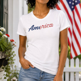 America Patriotic Script T-Shirt