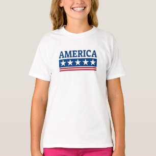 America Patriotic Typography T-Shirt