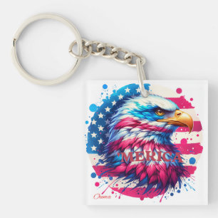 America – Patriotic USA Design for 4th of July, Ve Key Ring