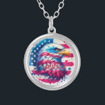 America – Patriotic USA Design for 4th of July, Ve Silver Plated Necklace<br><div class="desc">Celebrate the spirit of America with this bold and timeless design—perfect for showing off your patriotic pride all year long. Whether you're gearing up for Independence Day, honouring veterans, or simply repping the red, white, and blue, this USA-inspired piece is made for proud Americans. Ideal for barbecues, parades, political events,...</div>
